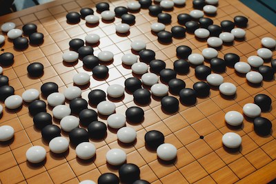 Go board game in progress