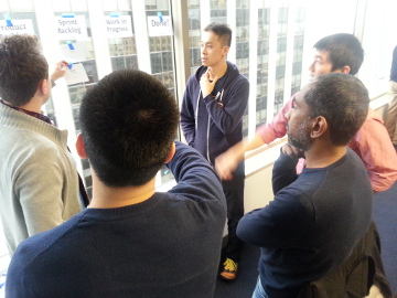 Team holding a daily scrum