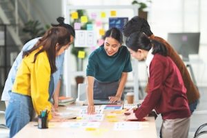 A team working together at a table