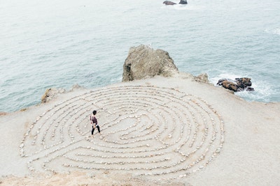 Woman walking a labyrinth